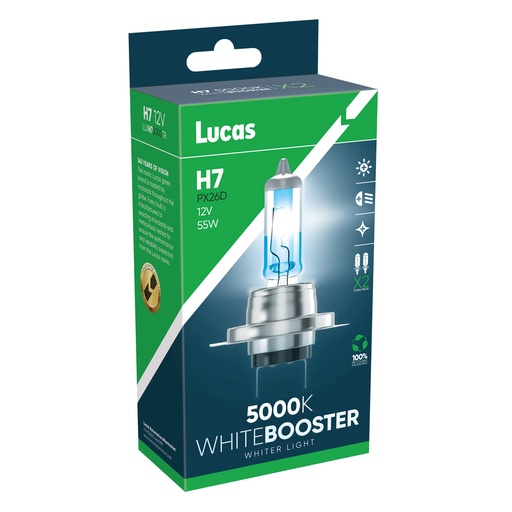 [LLXH75000TR] 12V 55W PX26d H7 5000K WHITER (BOX-02)