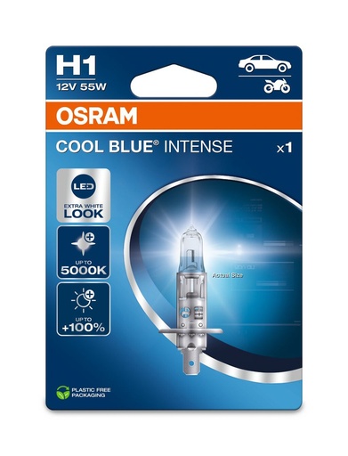 [64150CBN-1BL] 12V 55W P14,5s H1 COOL BLUE® INTENSE (NEXTGEN) clam 1pc Osram Ecopack