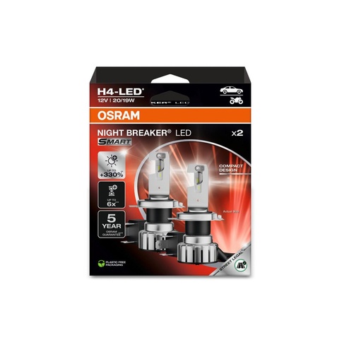 [64193DWNBSM-2HB] NIGHT BREAKER® LED SMART H4 12V 19W 6000K OSRAM BOX-02 Ecopack