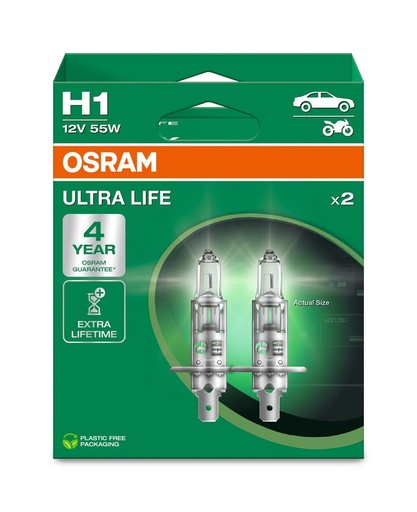 [64150ULT-2HB] 12V 55W P14,5s H1 ULTRA LIFE Box