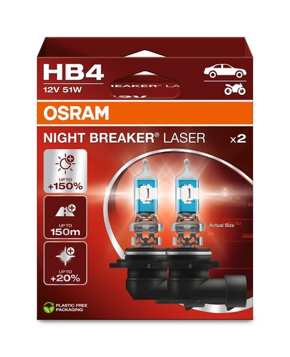[9006NL-2HB] 12V 55W P22D HB4 NIGHT BREAKER® LASER BOX-02 Ecopack