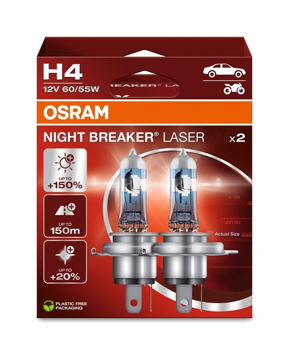 [64193NL-2HB] 12V 60/55W P43t H4 NIGHT BREAKER LASER Box-02 Ecopack