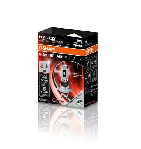[64210DWNBSP-1HFB] NIGHT BREAKER® H7-LED SPEED MOTO 12V 16W 6000K OSRAM BOX-01 Ecopack