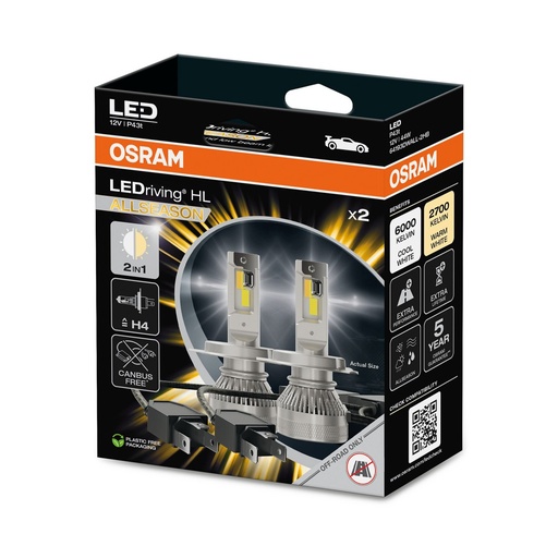 [64193DWALL-2HB] LEDriving® HL ALLSEASON H4 6000K/2700K