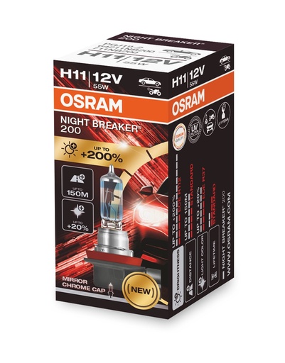 [64211NB200]  NIGHT BREAKER® 200 12V 60/55W PGJ19-2 H11 Osram