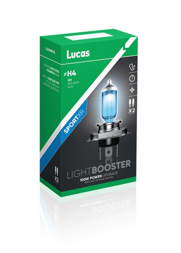 [LLX484BLX2] 12V 100/80W P43t (H4) LUCAS LIGHTBOOSTER SPORTXR  (BOX-02)