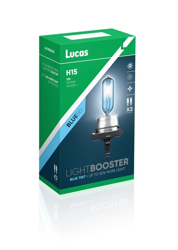 [LLX715BLUX2] 12V 15/55W PGJ23t H15  LUCAS LIGHTBOOSTER BLUE50 (BOX-02)