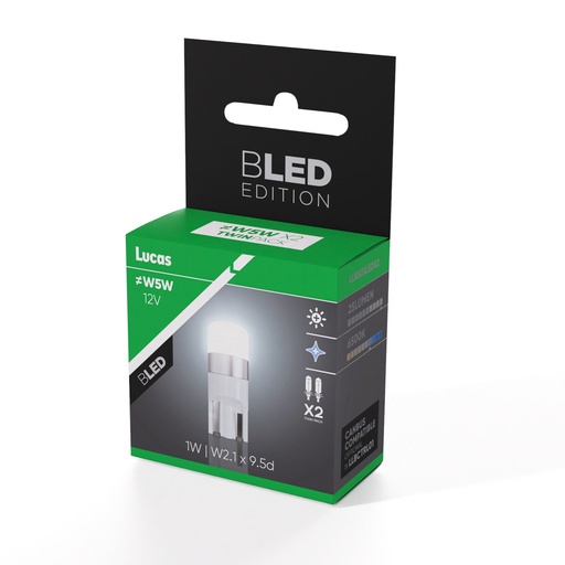 [LLB501LEDX2] 12V 1W W2,1x9,5d (≠W5W) x2 LED Lucas 25lm