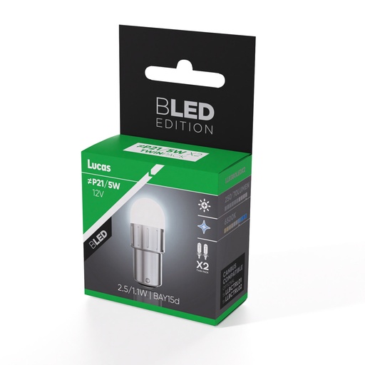 [LLB380LEDX2] 12V 2,4W 6500K BAY15d (≠P21/5W) x2 LED Lucas