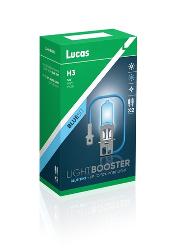 [LLX453BLUX2] 12V 55W PK22s H3 LUCAS LIGHTBOOSTER BLUE50 (BOX-02)
