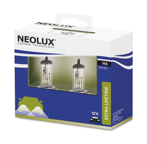 [N472LL-SCB] 12V 60/55W P43t H4 Neolux Extra Lifetime 2 pcs
