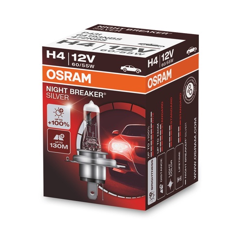 [64193NBS] 12V 60/55W P43t H4 NIGHT BREAKER® SILVER