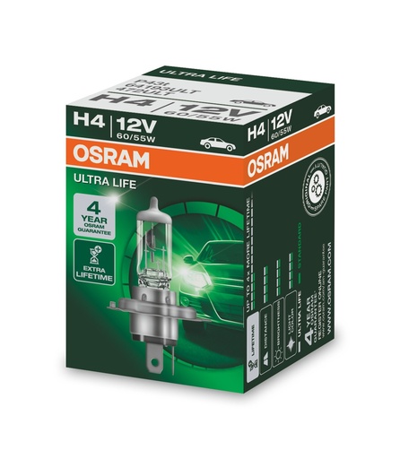 [64193ULT] 12V 60/55W P43t H4 Osram ULTRA LIFE