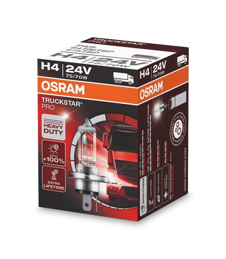 [64196TSP] 24V 75/70W P43t H4 Osram Truck Star PRO