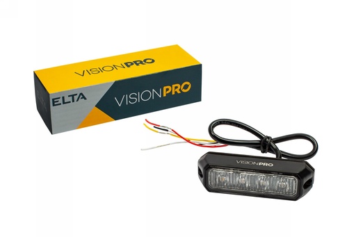 [EB8013] Svetlo pozičné Strobo 4LED x 3W/12W, 12/24V, ECE R10+R65 ambrové 