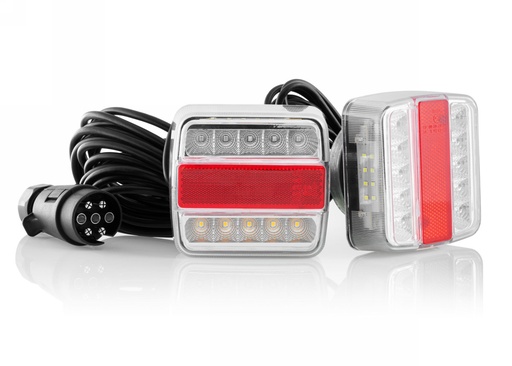 [EB8601] 4 - functional LED rear trailer light set (2pcs) with mag. base and 7 pin plug